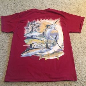 Maroon Guy Harvey short sleeve t-shirt- medium